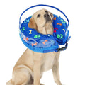 Soft Inflatable Pet Dog Cone Collar Anti Licking Scratching Blue - L