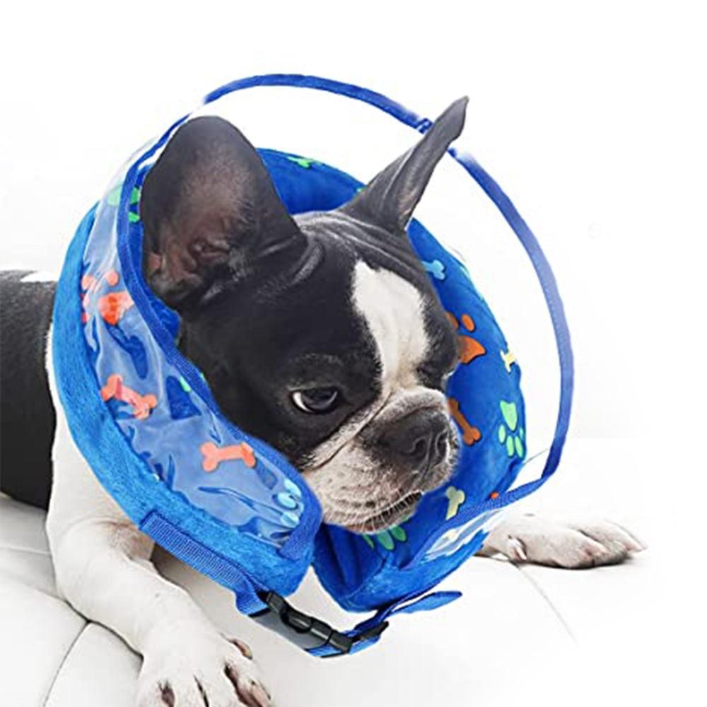 Soft Inflatable Pet Dog Cone Collar Anti Licking Scratching Blue - XL