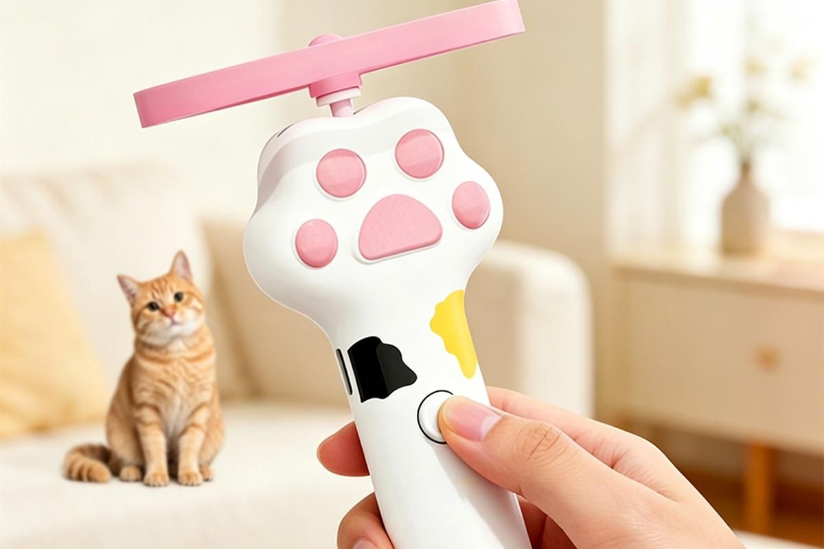 Cat Toy Disc Launcher Cat Fetch Toy Cat Disc Launcher with Lights-White
