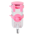 Hanging Pet Water Bottle 350ML Cage Mounted Feeder with Steel Ball Nozzle - Pink