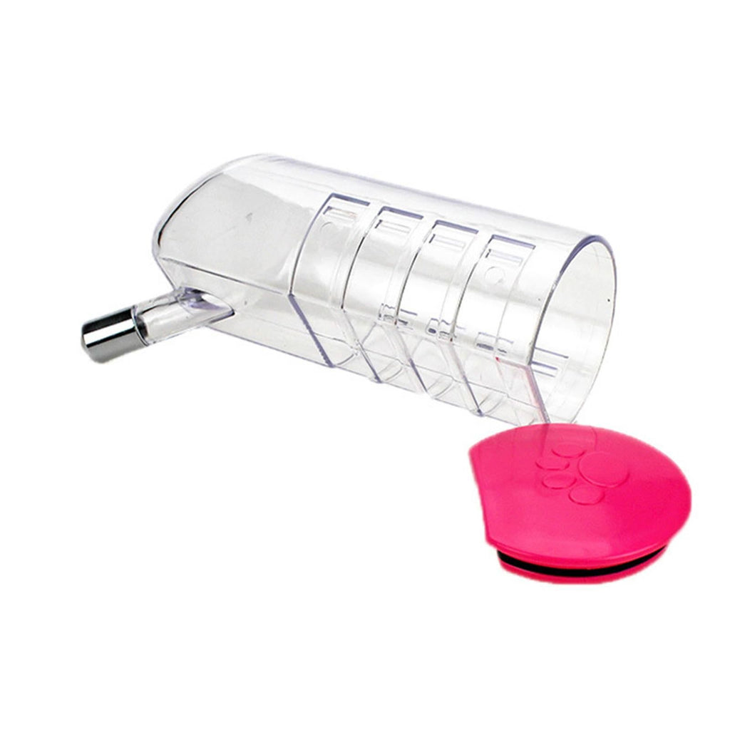 Hanging Pet Water Bottle 350ML Cage Mounted Feeder with Steel Ball Nozzle - Pink