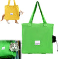 Canvas Cat Carrier Bag Green Breathable Tote Pet Travel Bag With Leg Holes Safety Strap