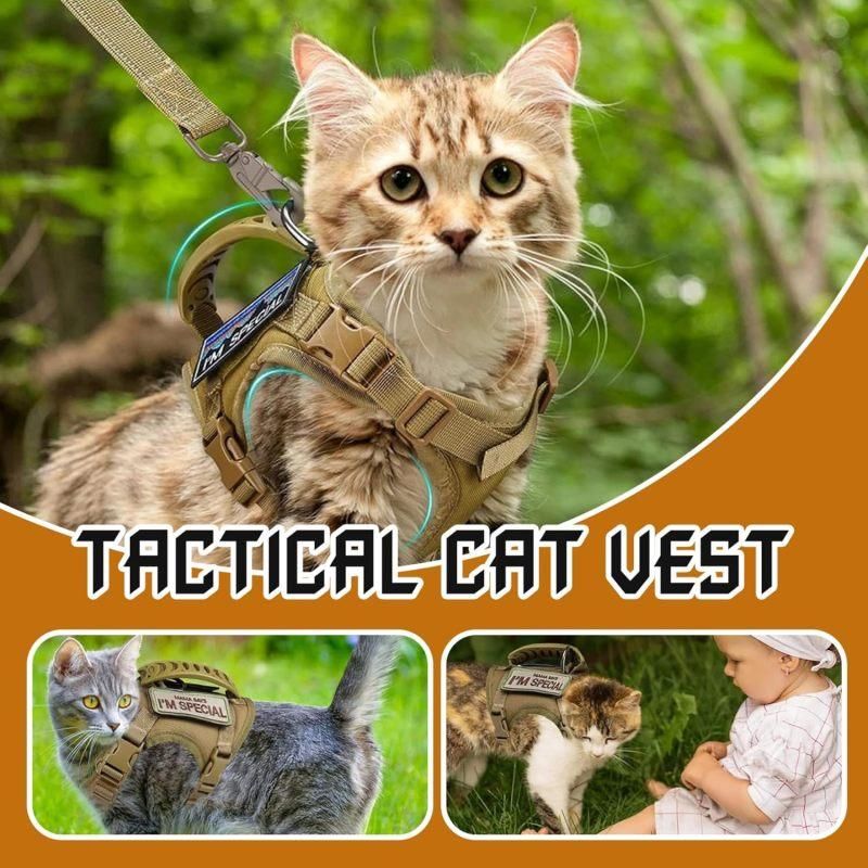 Escape Proof Cat Harness & Leash Set Adjustable Mesh Vest with Handle for Outdoor Walking - Black