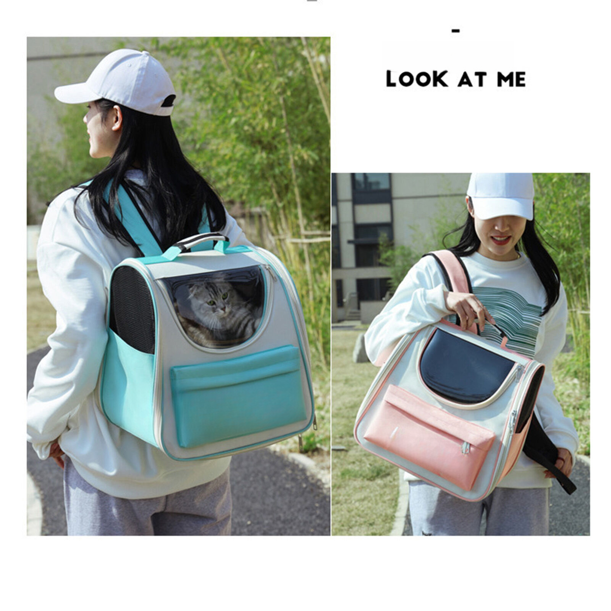 Pet Carrier Backpack Breathable Large ty Cat Travel Bag Pink
