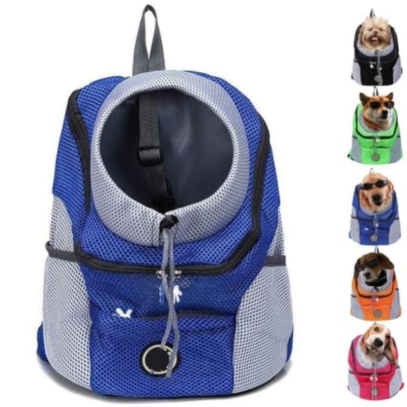 Breathable Mesh Pet Carrier Backpack For Dogs Cats Hiking Travel - Blue M