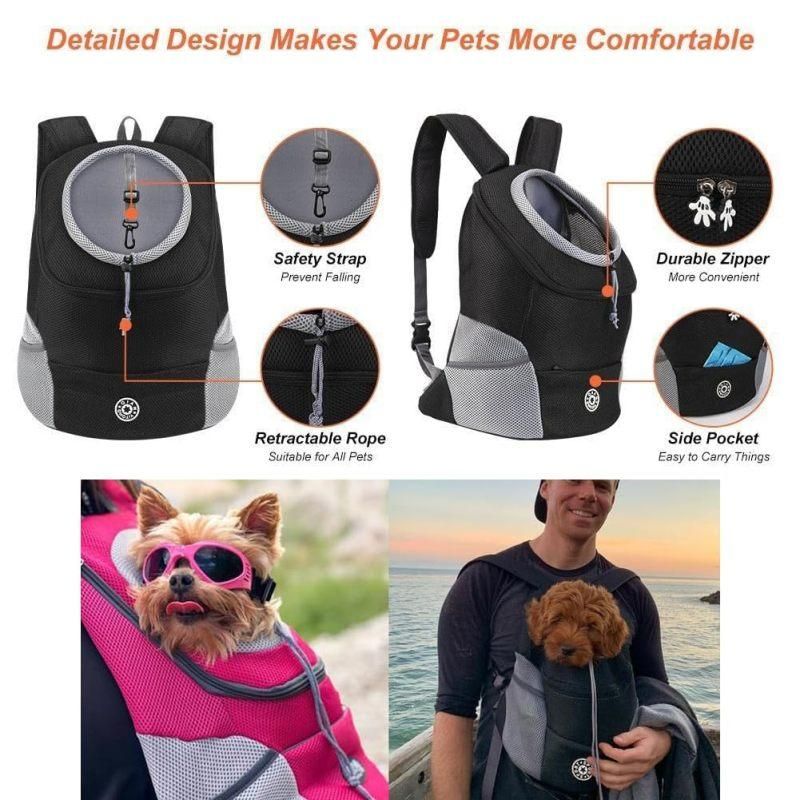 Breathable Mesh Pet Carrier Backpack For Dogs Cats Hiking Travel - Black M