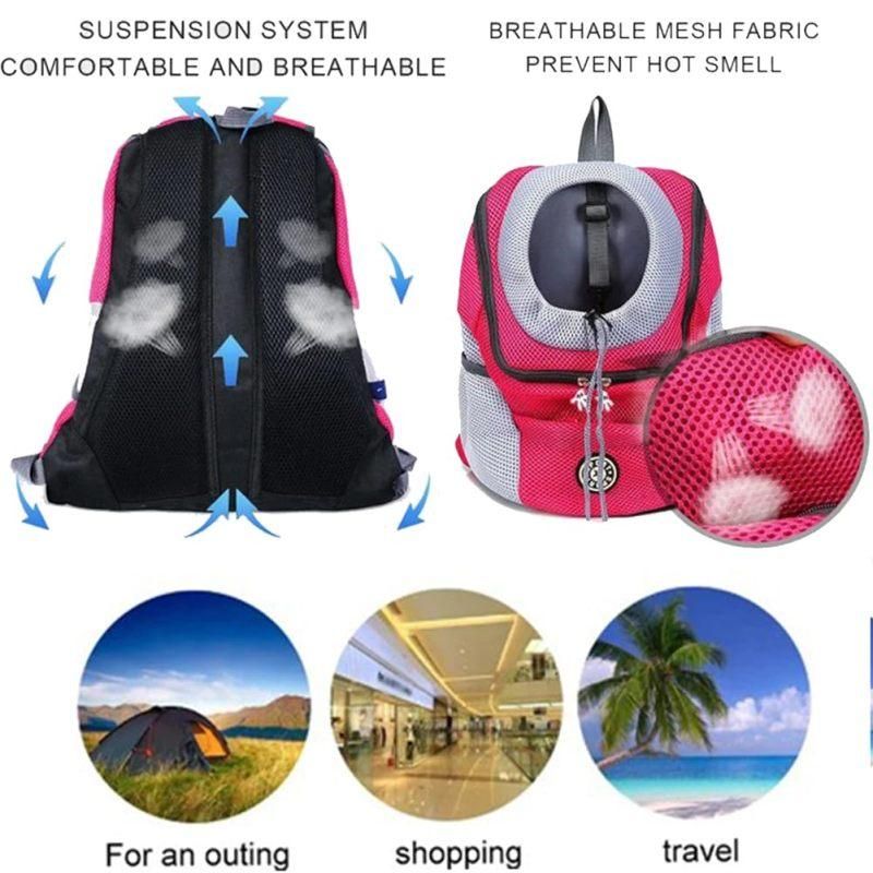 Breathable Mesh Pet Carrier Backpack For Dogs Cats Hiking Travel - Green M