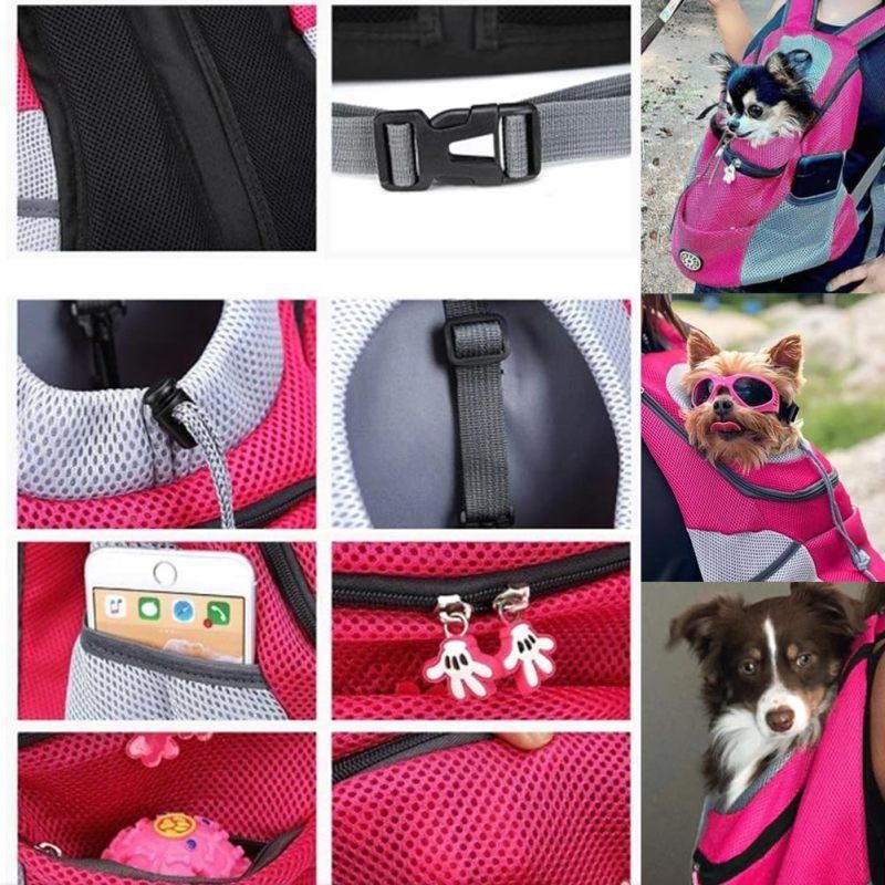 Breathable Mesh Pet Carrier Backpack For Dogs Cats Hiking Travel - Rose Red M