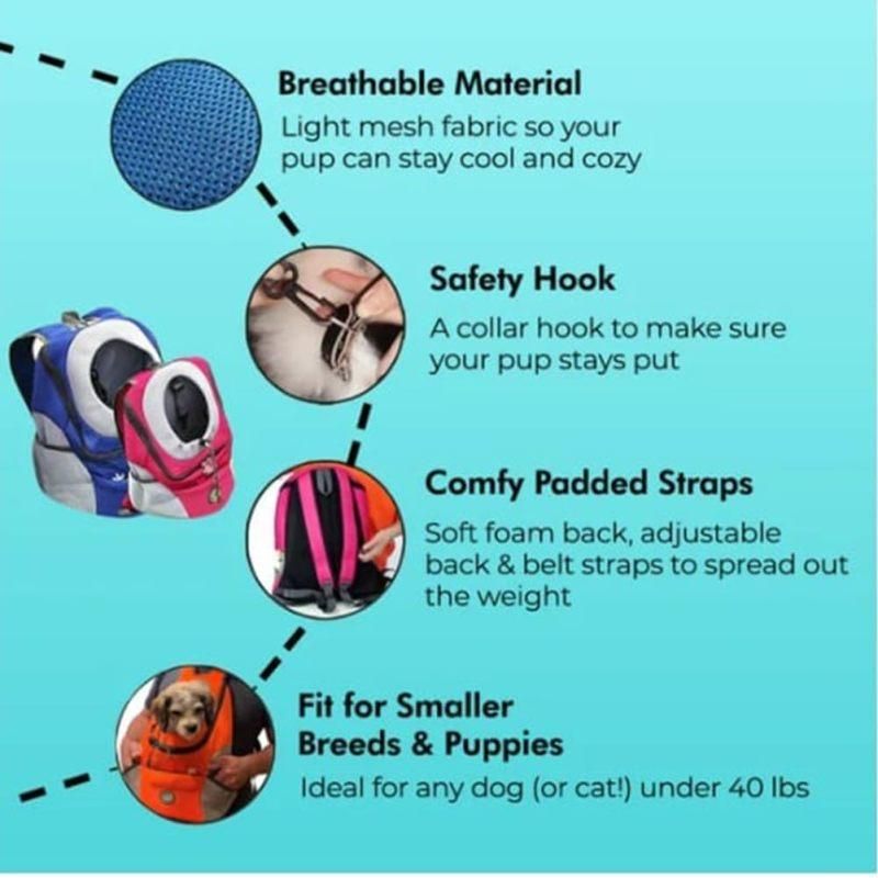 Breathable Mesh Pet Carrier Backpack For Dogs Cats Hiking Travel - Orange M