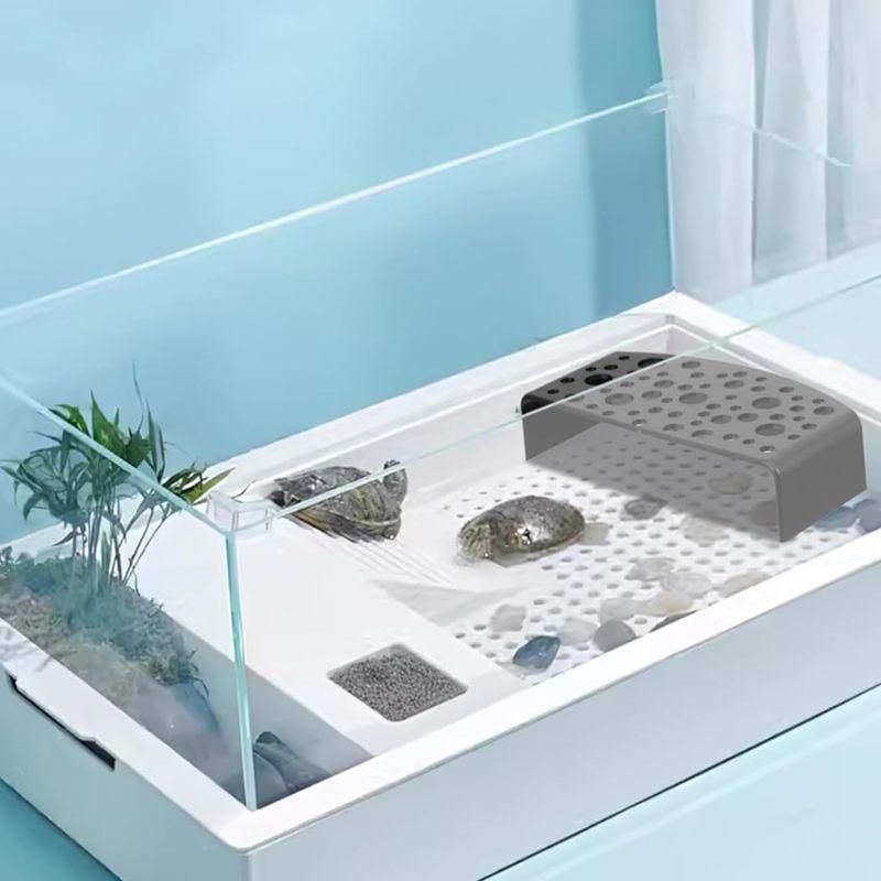 2Pcs ABS Plastic Aquarium Shrimp Cave Hideout Tunnel Small Fish Breeding Shelter Decor Black
