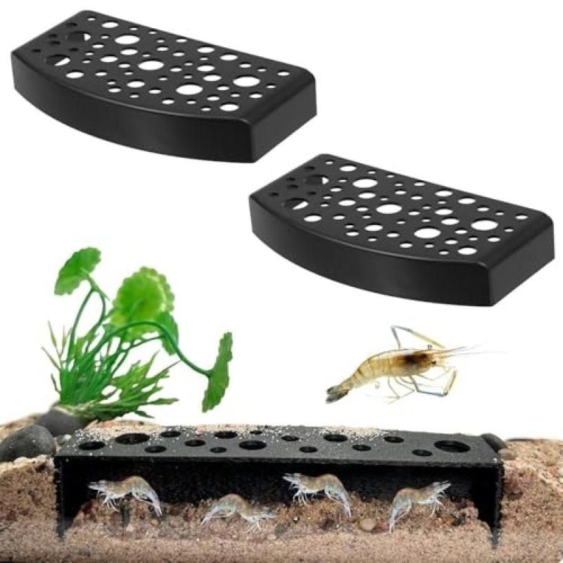 2Pcs ABS Plastic Aquarium Shrimp Cave Hideout Tunnel Small Fish Breeding Shelter Decor Black