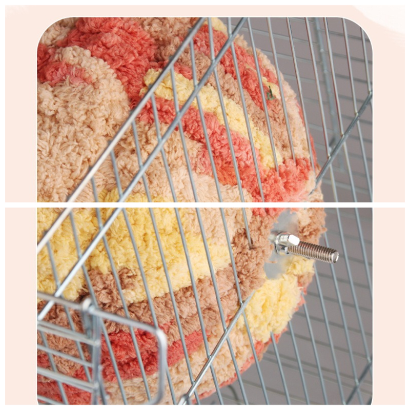 Thick Coral Fleece Winter Bird House with Plastic Frame & Metal Screw Hook for Budgies and Cockatiels - Green