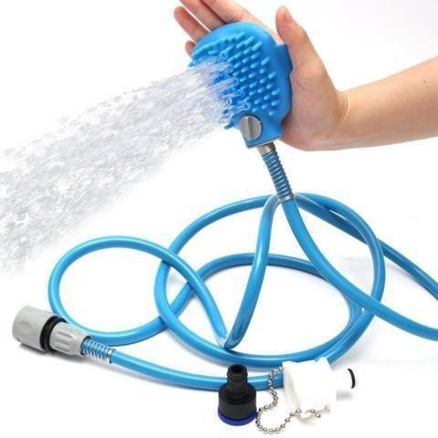 Multi-Functional Pet Shower Brush with Hose, Silicone Massage Sprayer for Dog Cat Bath Cleaning
