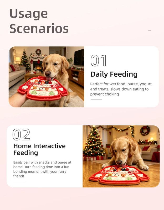 Christmas Sweater Silicone Pet Licking Mat, Anti‑Slip Suction Slow Feeder Mat for Pet