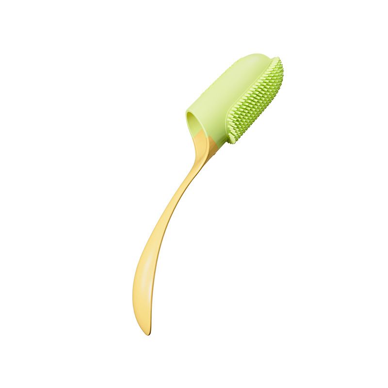Pet Finger Toothbrush, Soft Silicone Dog and Cat Oral Cleaning Tool with Handle - Yellow