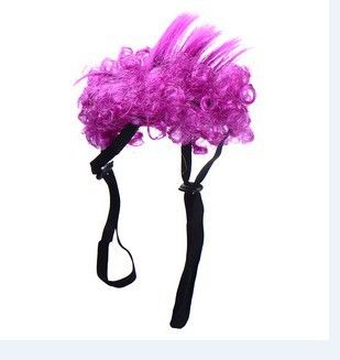 Dog Wig Funny Explosion Short Curly Hair Purple