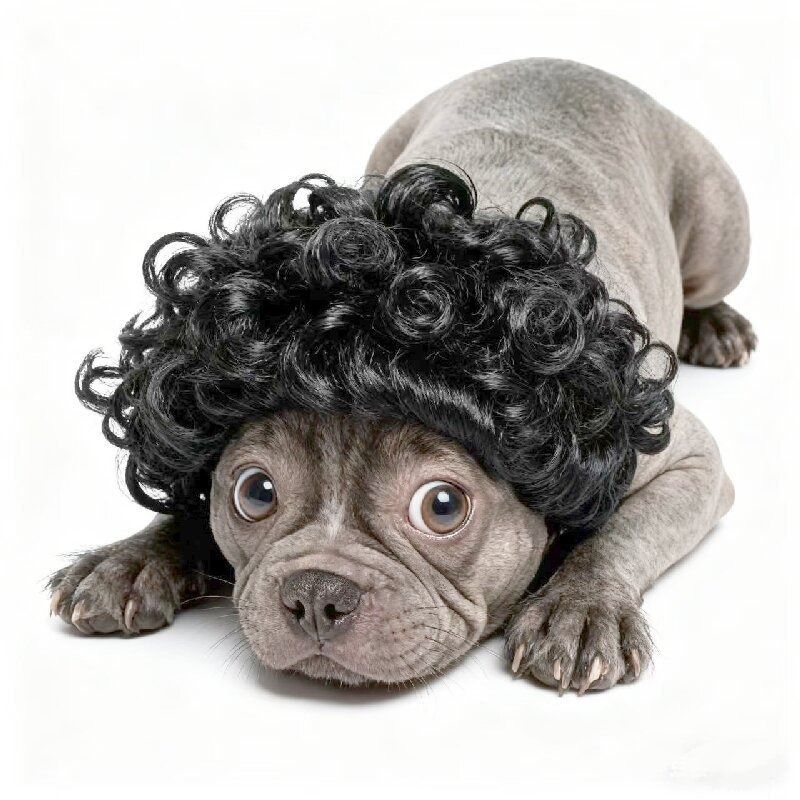 Dog Wig Funny Explosion Short Curly Hair Purple