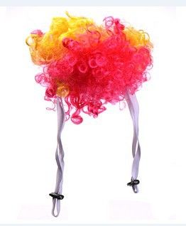 Dog Wig Funny Explosion Short Curly Hair Red Yellow