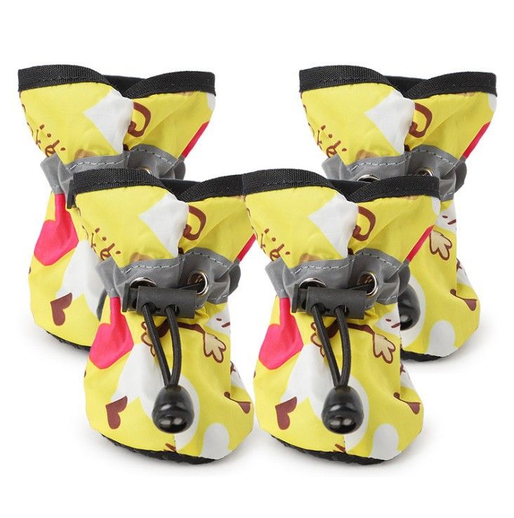 Dog Shoes Waterproof Non-slip Polyester Set 4 Pretty Pet Yellow Monkey shoes 6