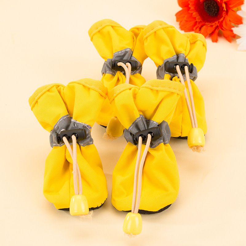 Dog Shoes Waterproof Non-slip Polyester Set 4 Pretty Pet Yellow Monkey shoes 6