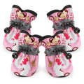 Dog Shoes Waterproof Non-slip Polyester Set 4 Pretty Pet Pink Monkey shoes 7
