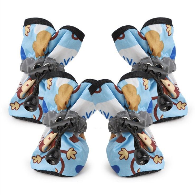 Dog Shoes Waterproof Non-slip Polyester Set 4 Pretty Pet Blue Monkey shoes 1