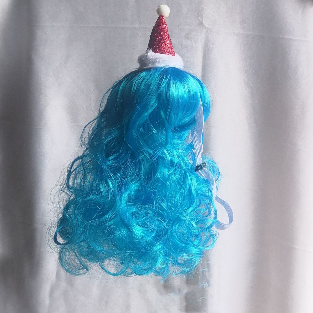 Pet Dog Cat Wool Wig Blue Wave Christmas