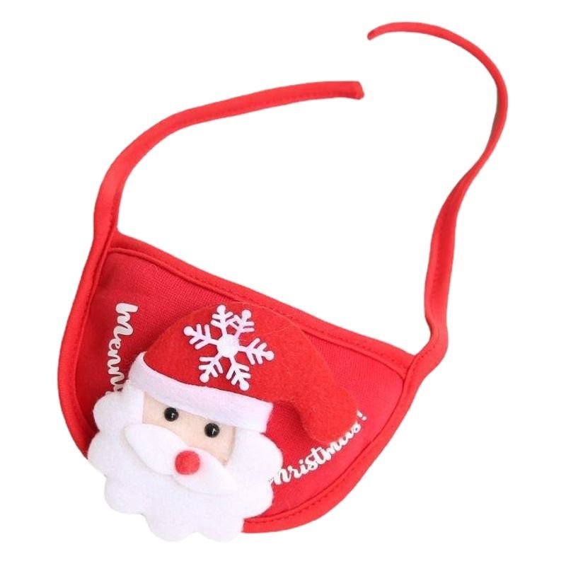Pet Bib Santa Hat Green Elk Polyester White Elk Hat Average Size