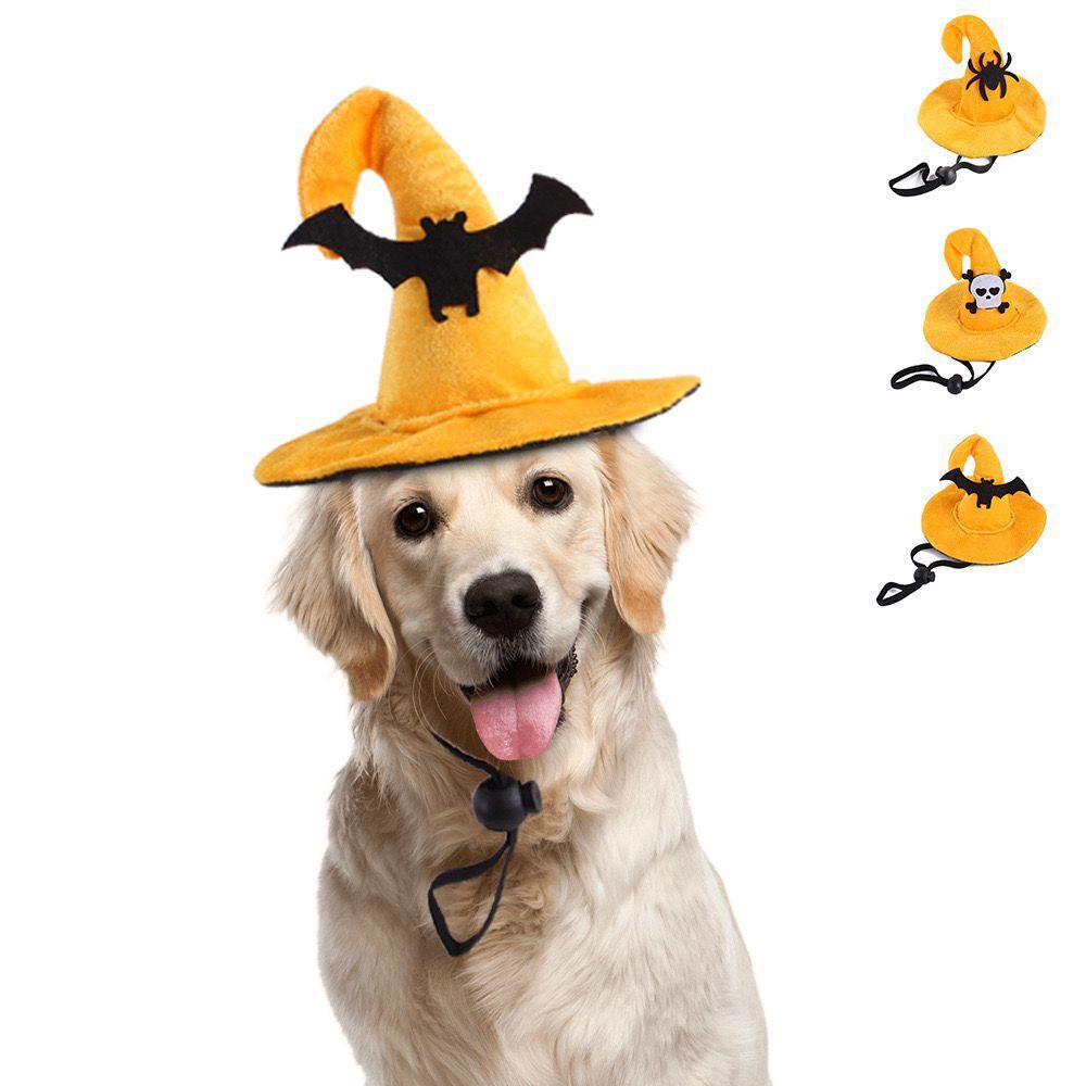 Halloween Dog Cat Hat Scarf Set Beautiful Pet Wool Felt White Lucky Hat All yards