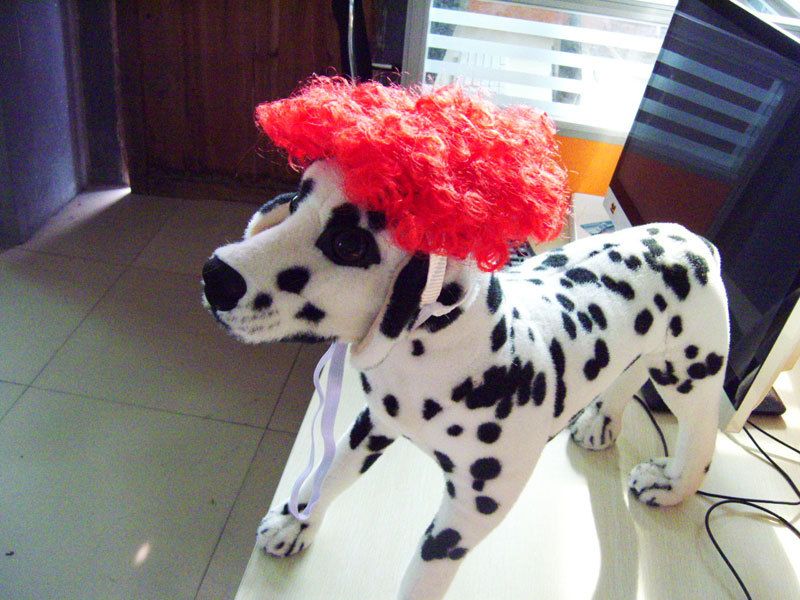 Pet Dog Wig Short Curly Hair Gan's Liangsi NI Red