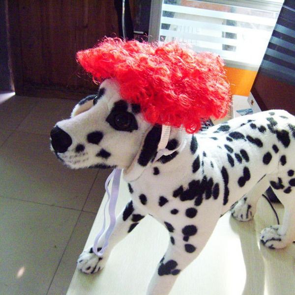 Pet Dog Wig Short Curly Hair Gan's Liangsi NI Red