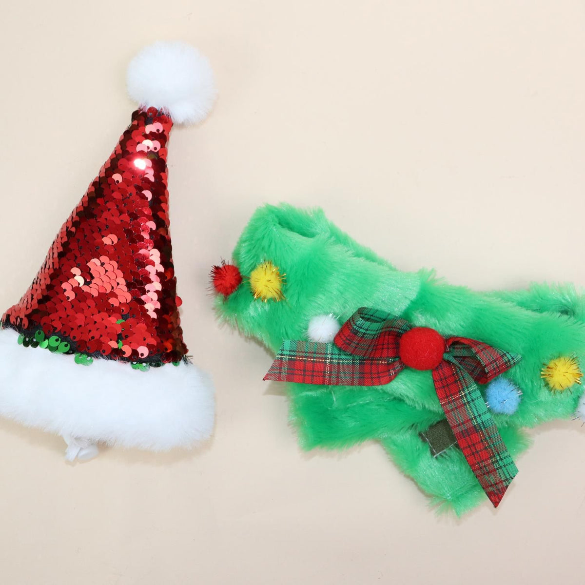 Pet Sequin Hat Scarf Set Odd pet Christmas Sequin Set Large