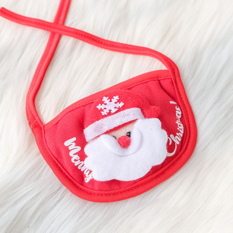 Pet Bib Santa Hat Green Elk Polyester Red Santa slobber towel
