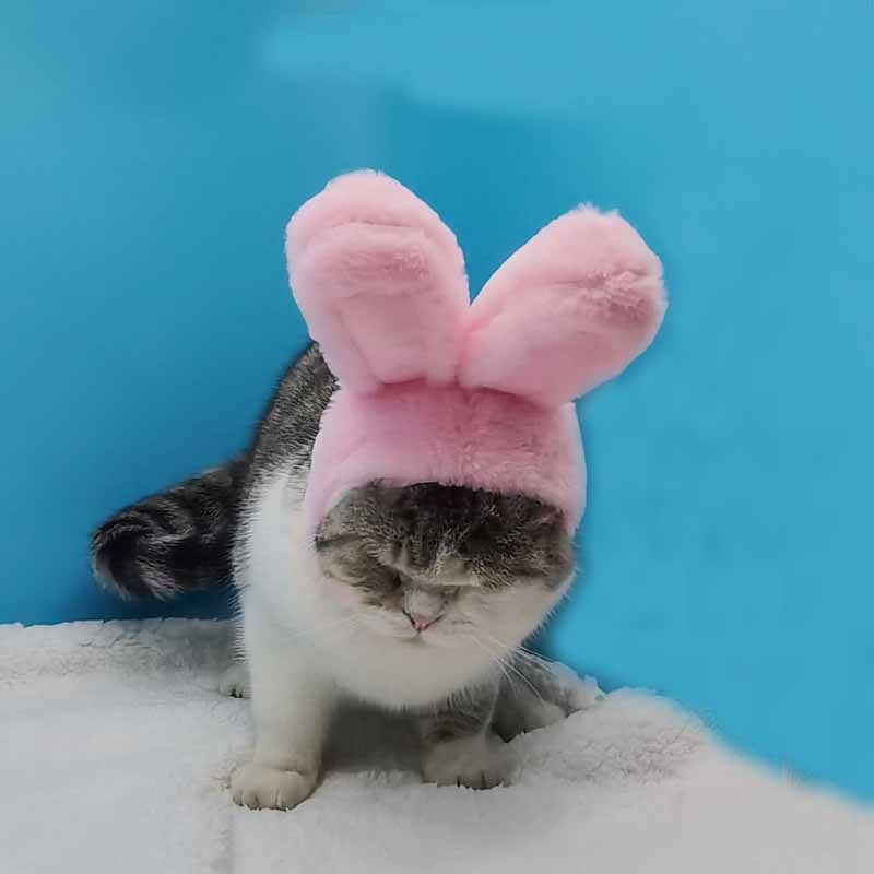 Pet Rabbit Ear Hat Huanya Polyester Cute Pet free size pink (size adjustable)