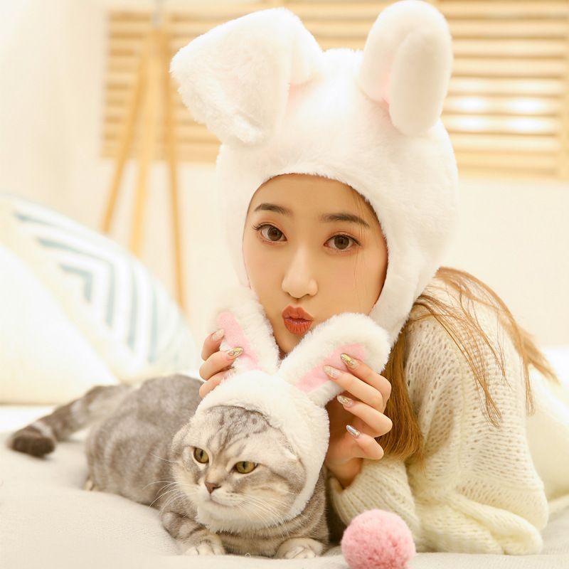Pet Rabbit Ear Hat Huanya Polyester Cute Pet free size pink (size adjustable)