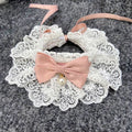 Dog Cat Bib Scarf Bow Tie Pet Accessories Green Pink L lace length 30cm strap length 60cm