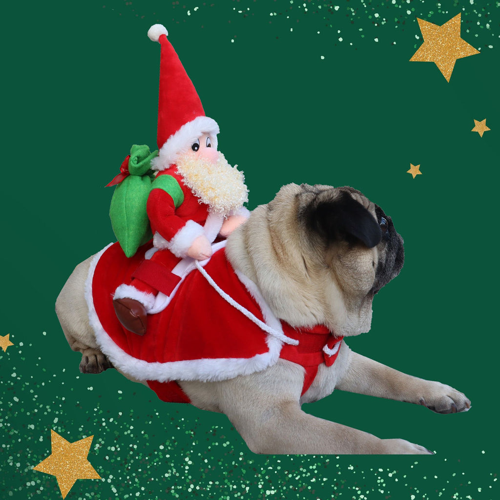 Pet Dog Christmas Costume Santa Riding Cloth Odd Pet S Old Man with White Beard