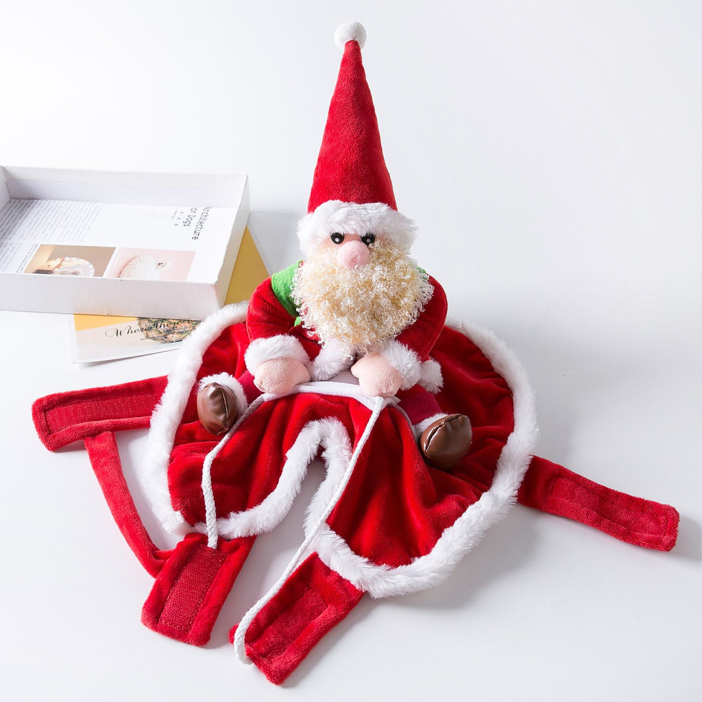 Pet Dog Christmas Costume Santa Riding Cloth Odd Pet S Old Man with White Beard XL