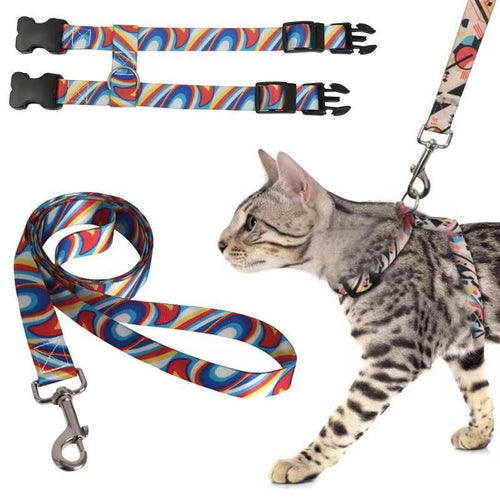 Adjustable Nylon Pet Harness Cat Dog Leash Green S