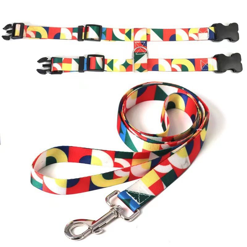 Adjustable Nylon Pet Harness Cat Dog Leash Orange M