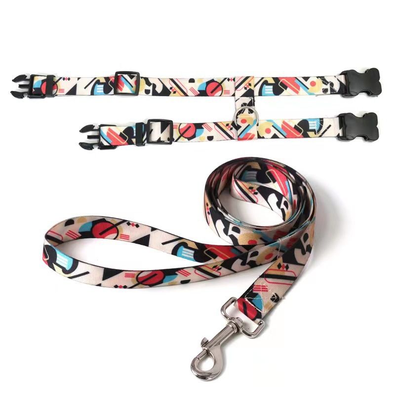 Adjustable Nylon Pet Harness Cat Dog Leash Black S