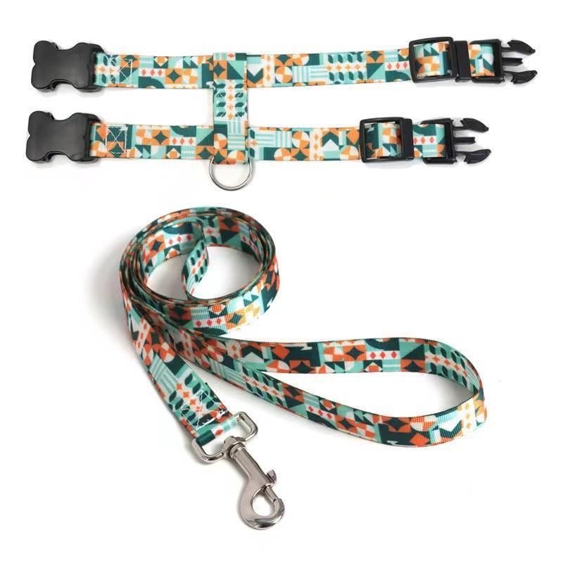 Adjustable Nylon Pet Harness Cat Dog Leash Black S