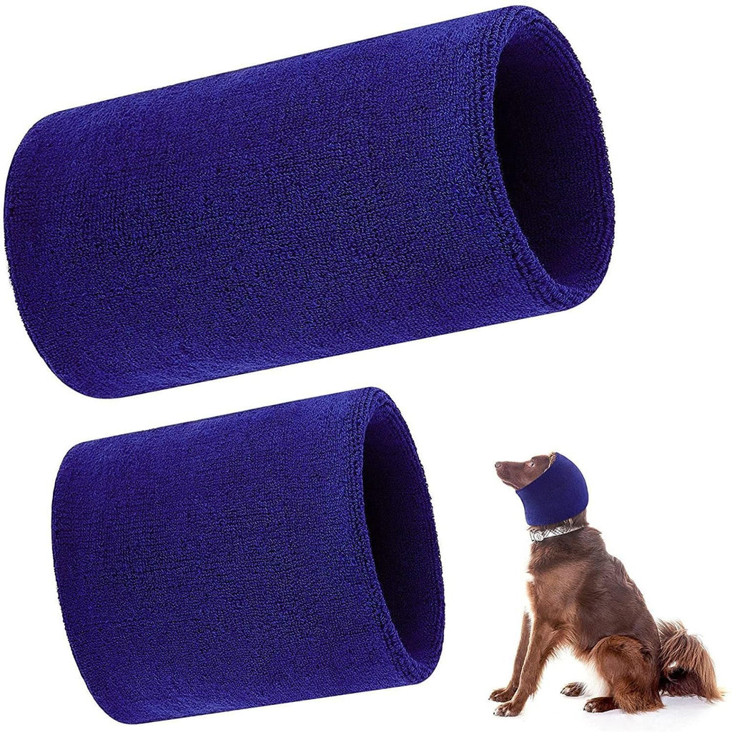 Pet Earmuffs Cotton Thickened Warm Winter Headgear Blue M