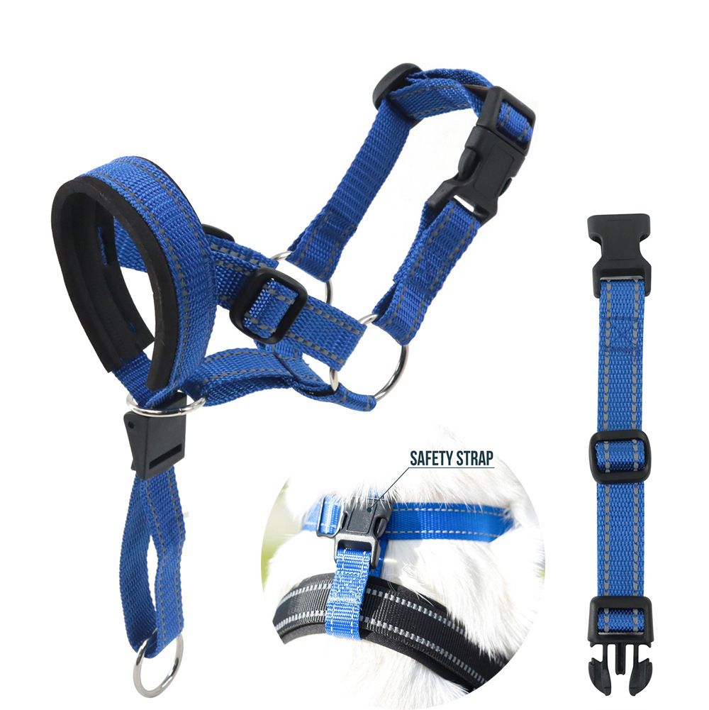 EXMOOR Nylon Dog Muzzle Adjustable Anti Bite. Upgraded reflective-Blue S