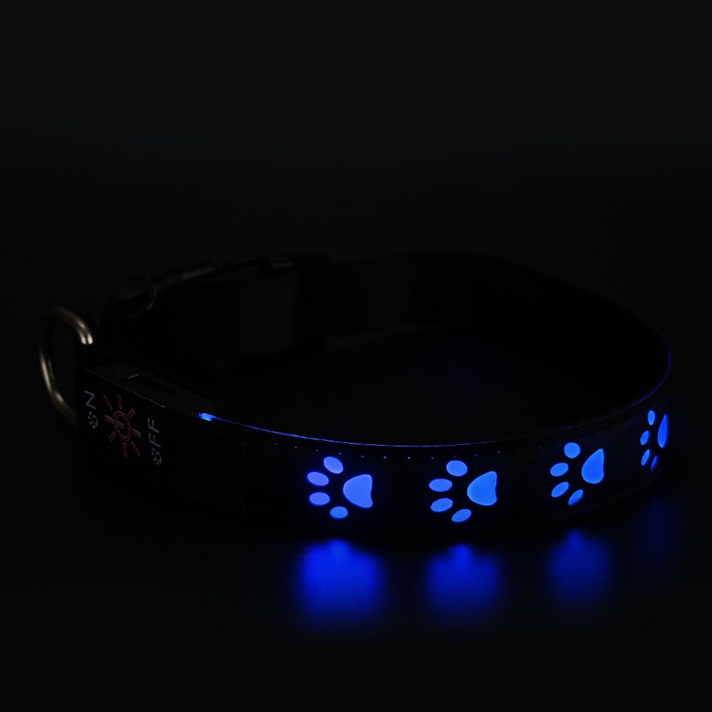SY LED Rechargeable Nylon Dog Collar Blue L（50-60cm）
