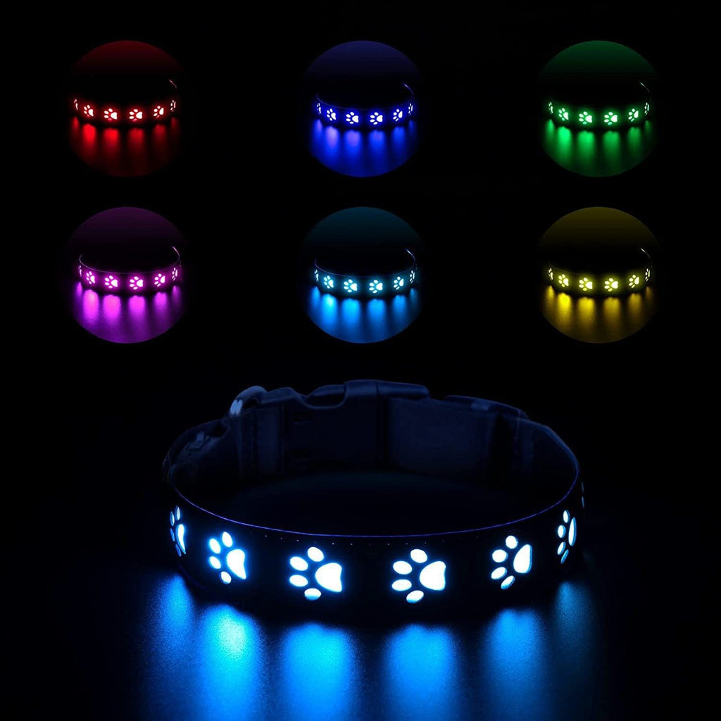 SY LED Rechargeable Nylon Dog Collar Colorful L（50-60cm）