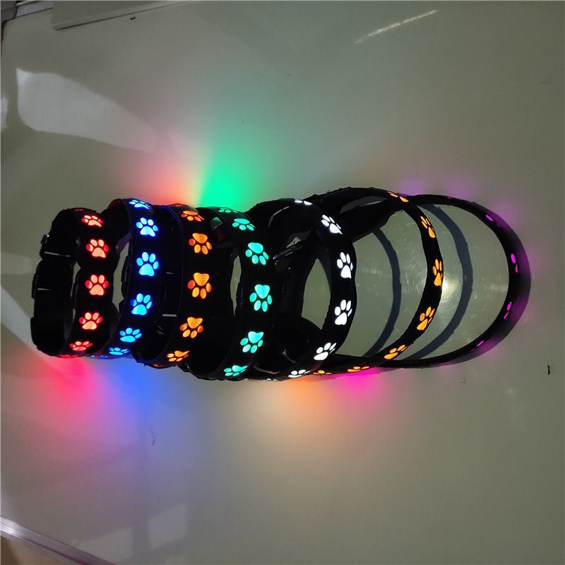 SY LED Rechargeable Nylon Dog Collar Colorful L（50-60cm）