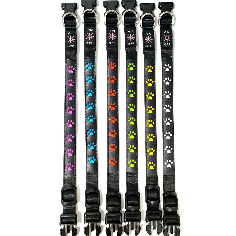 SY LED Rechargeable Nylon Dog Collar Colorful L（50-60cm）