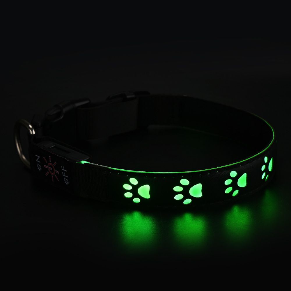 SY LED Rechargeable Nylon Dog Collar Green Traction rope 1.5m