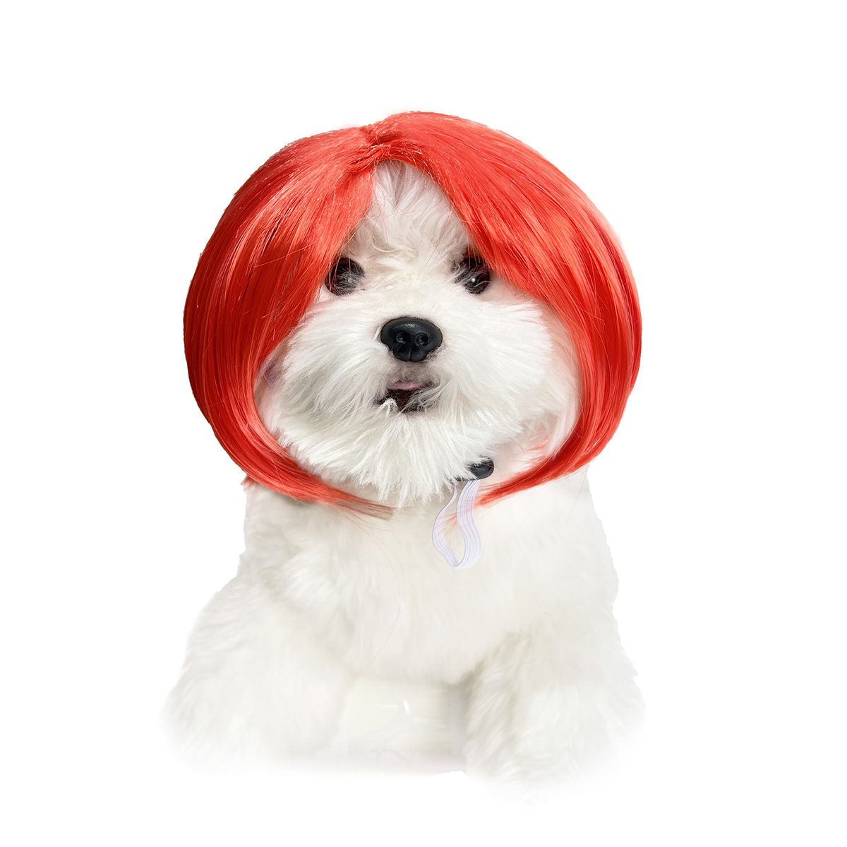 Fujia Pet Wig Dog Cat Halloween Party Pet wig red middle parted bob
